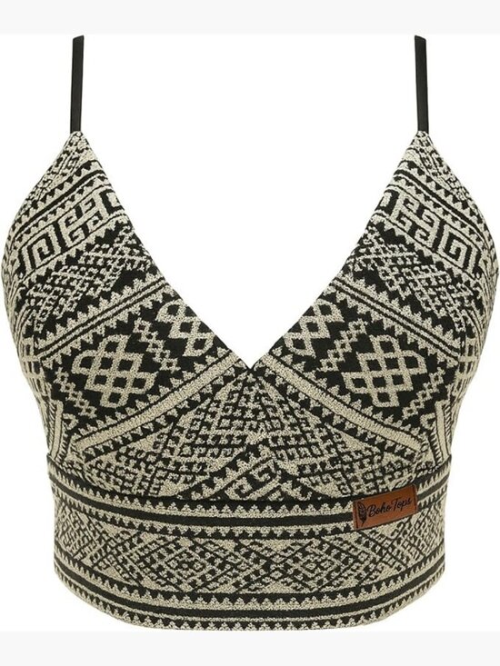 Tops - Boho Lace Up Crop Top Corset Style Festival Summer Tank
